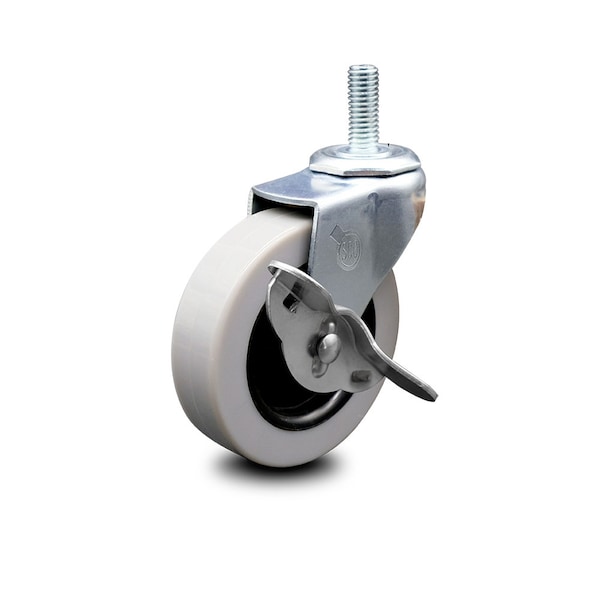 3 Inch Thermoplastic Rubber Wheel 5/16 Inch Threaded Stem Caster with Brake SCC